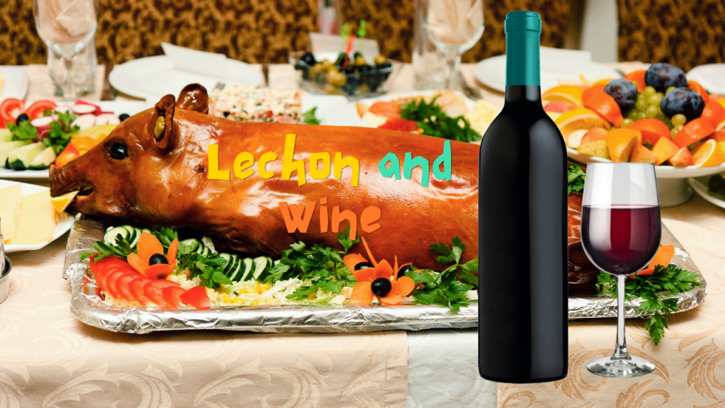 lechon and wine